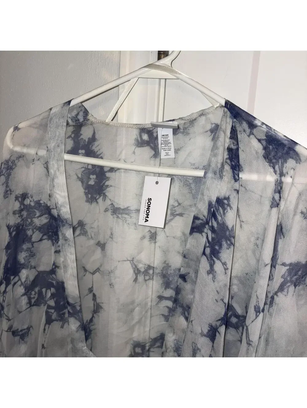 Sonoma New $50 One Size Open Front Sheer Tie-Dye Kimono Cardigan Womans - Picture 4 of 9